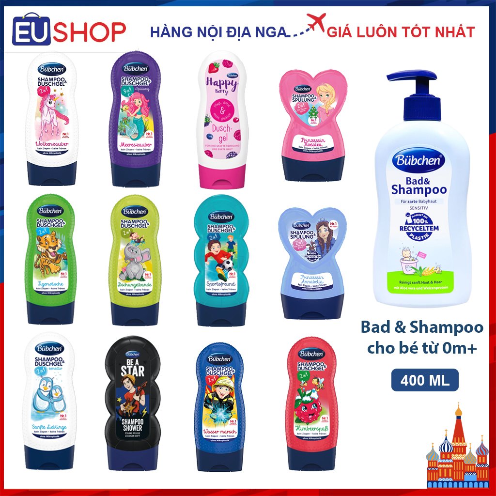 Sữa tắm gội cho bé Bubchen Nestle Đức 2in1 Lọ 230 & 400ml