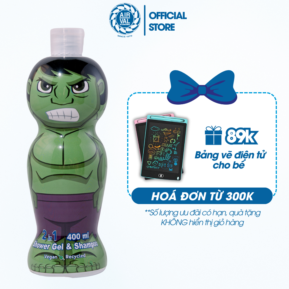 Sữa Tắm Gội Cho Bé Air Val Hương Nước Hoa Hulk 400ml