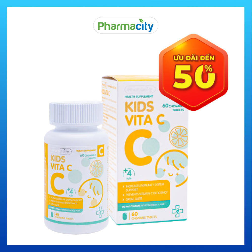 Viên nhai Pharmacity hỗ trợ bổ sung vitamin C(Hộp 60 viên)