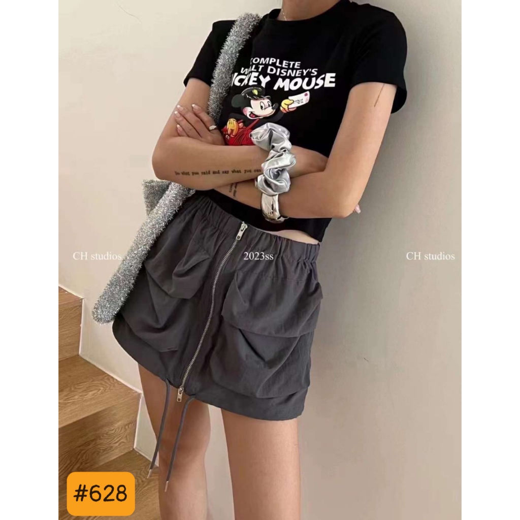Chân váy gió ngắn 2 túi hộp khóa trước #628