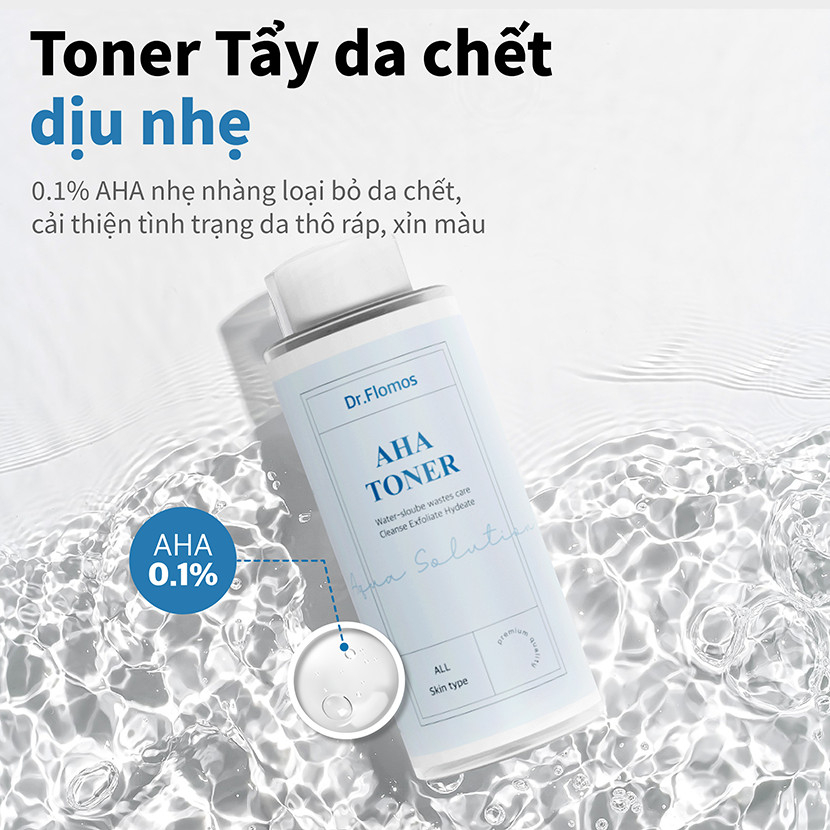 Toner AHA DR FLOMOS 300ml Tẩy Tế Bào Chết, Giảm Mụn, Mờ Thâm