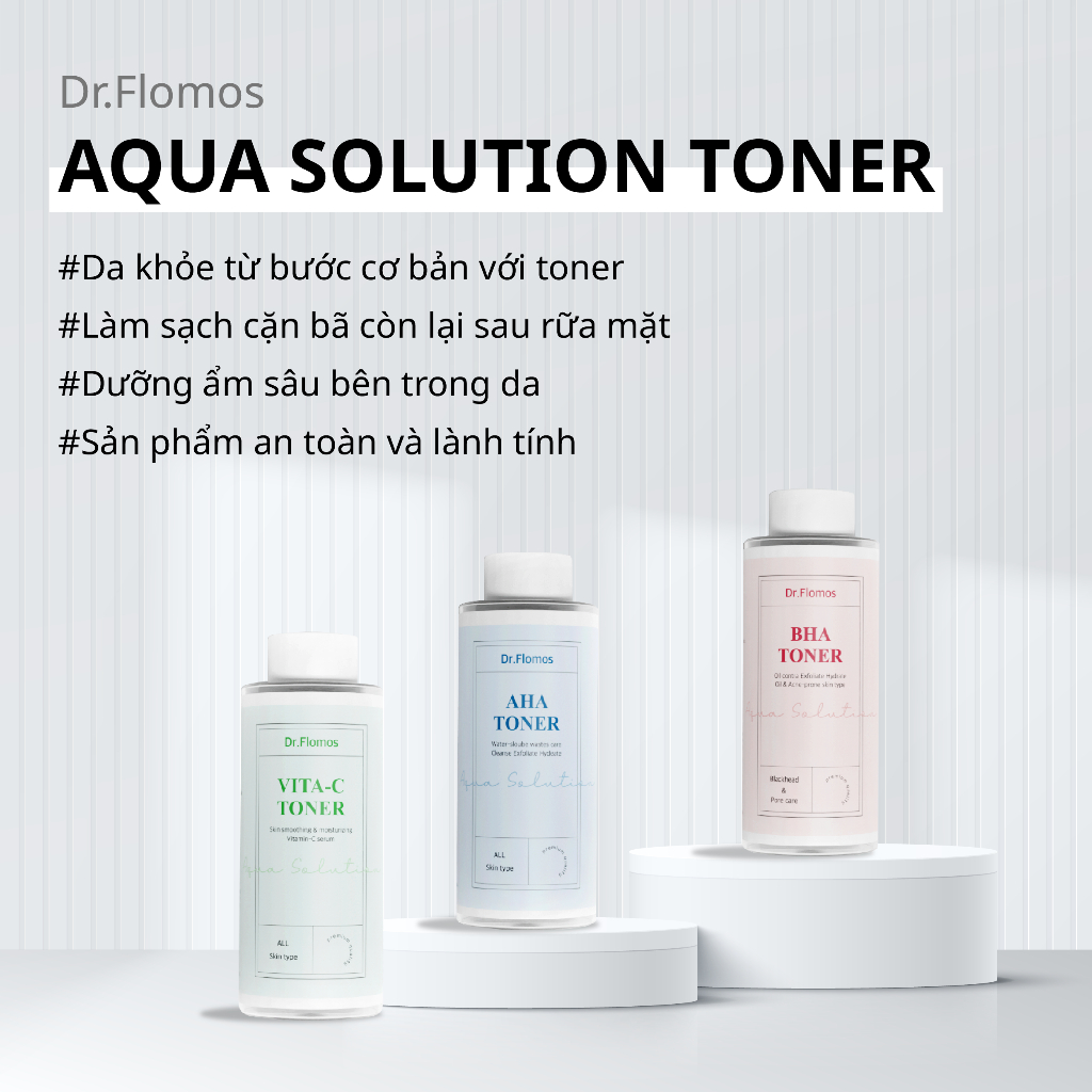 Toner AHA DR FLOMOS 300ml Tẩy Tế Bào Chết, Giảm Mụn, Mờ Thâm