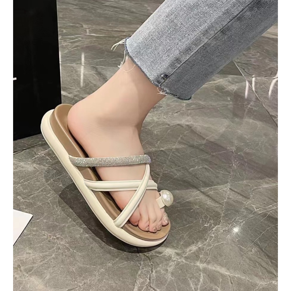 Min's Shoes - Dép Sandal Dây Da Gắn Đá Cao Cấp S530