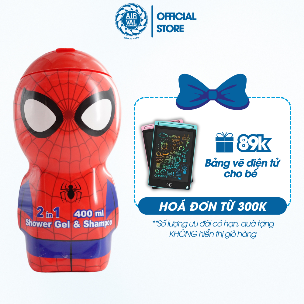 Sữa Tắm Gội Air Val Spider Man 2D Dành Cho Bé Trai 400ml