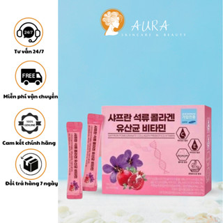 Collagen Lựu Đỏ Nhụy Hoa Nghệ Tây Saffron Hàn Quốc 30 Gói - Kẹo lựu Collagen Hàn Quốc