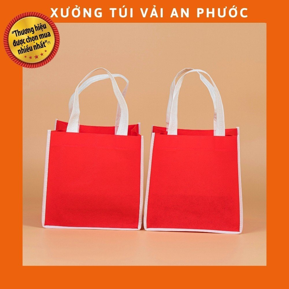 Túi Vải Không Dệt Đáy Vuông (Màu Đỏ) Chịu Lực Chắc Chắn (Hàng Sỉ Sẵn Kho Số Lượng Lớn)