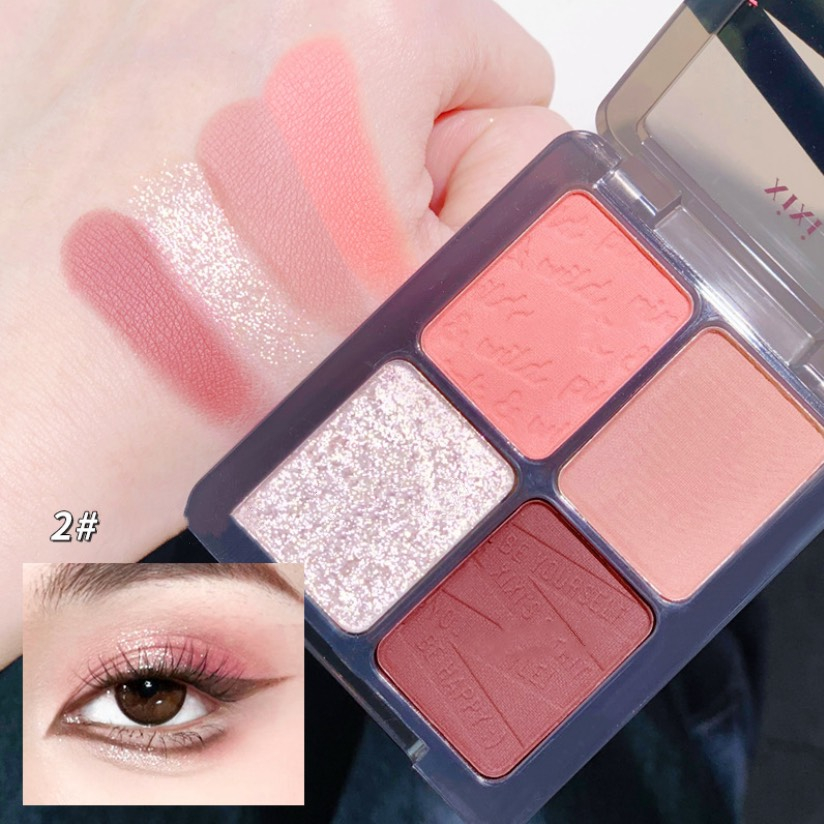 Bảng phấn mắt 4 màu XIXI vỏ hồng đen bền màu lâu trôi Pink Wild 4 Color Eyeshadow XIXI43