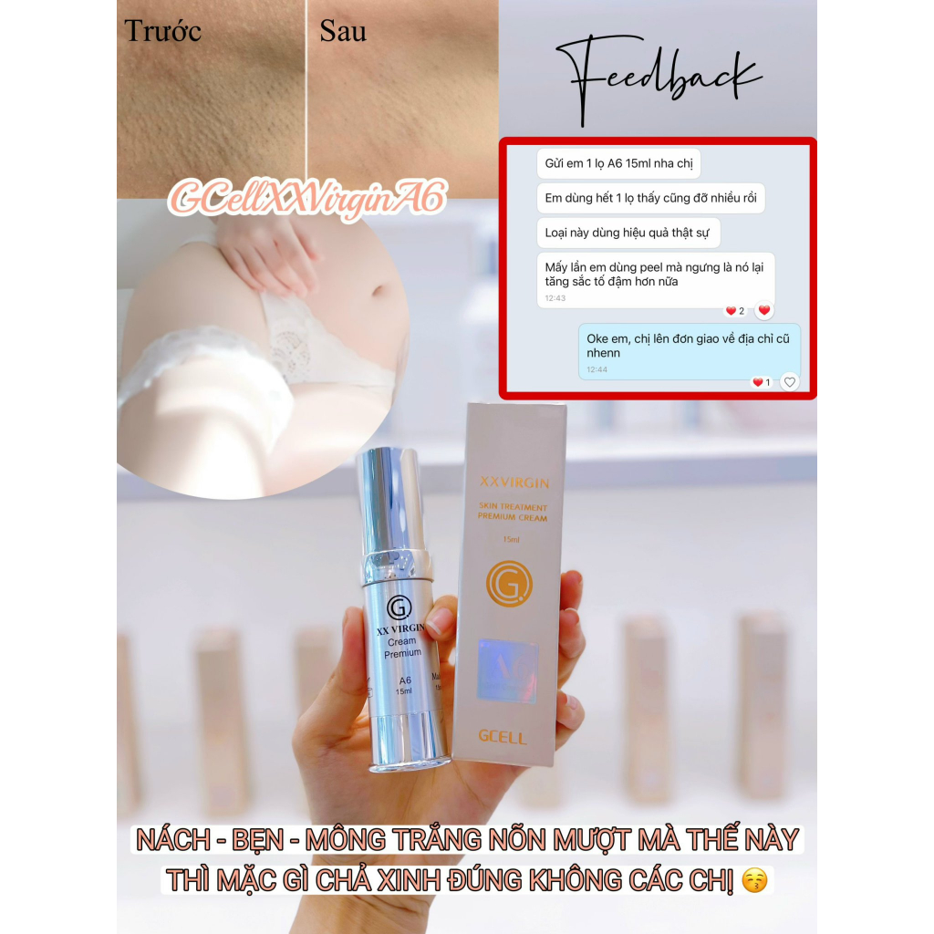 Kem Làm Hồng, , Nách, Mông, Bẹn, Nhũ Hoa, Bikini XXVirgin - Gcell 5ml Hàn Quốc.