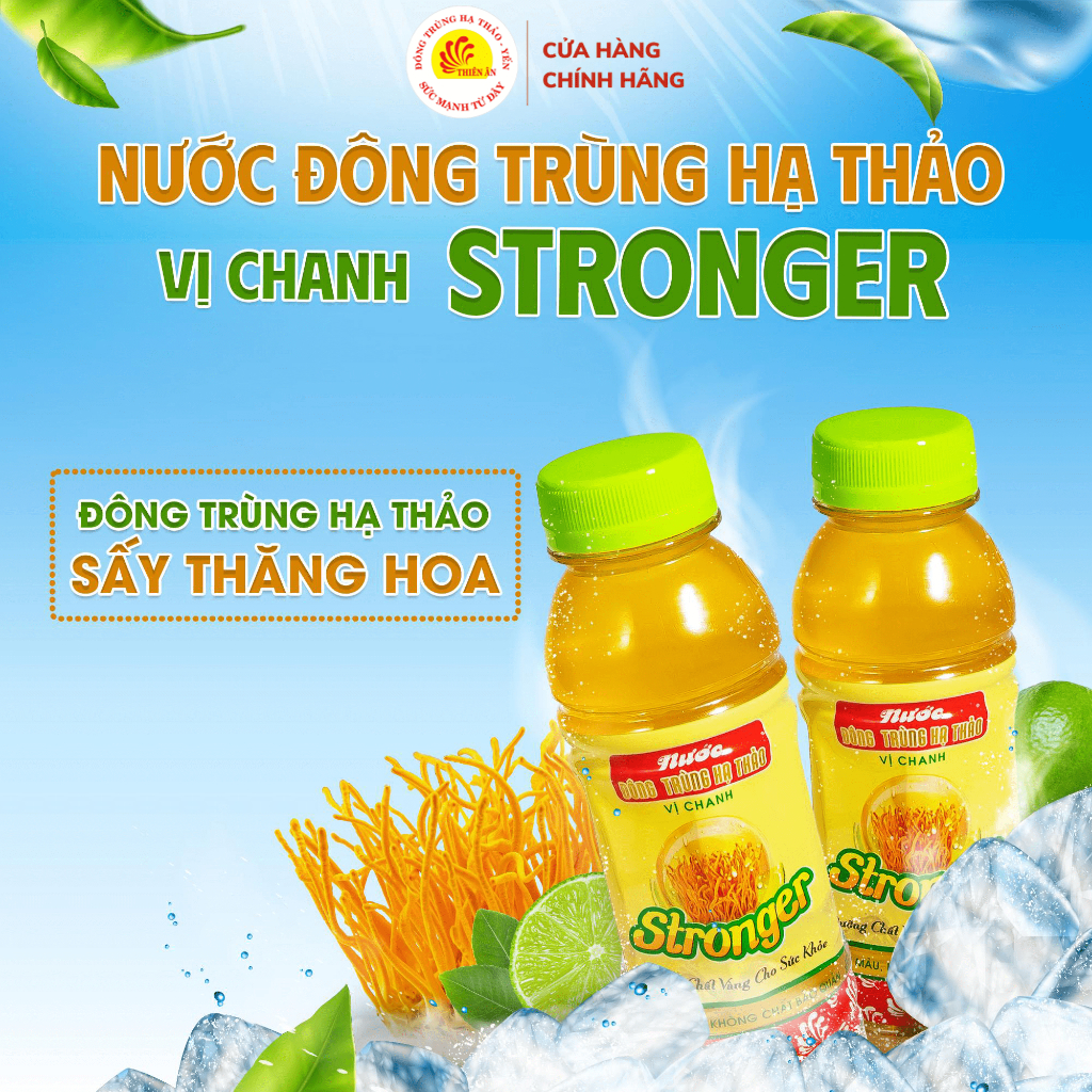 Nước Đông trùng hạ thảo vị chanh Stronger - 6 chai/lốc (330ml/chai) - Hàng Chính Hãng