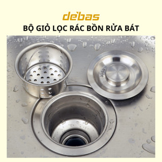 Bộ giỏ lọc rác  nắp đậy bồn rửa bát INOX SUS304 rổ giỏ lọc rác gác bồn rửa Debas [PHỤ KIỆN]
