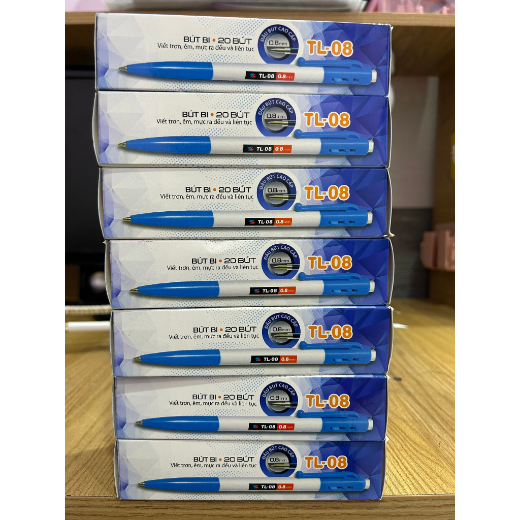 Hộp 20 cây Bút Bi TL-08 xanh ngòi 0.8mm