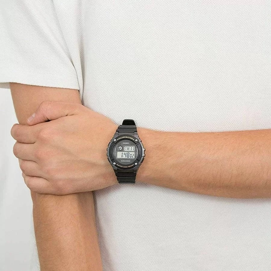 Đồng hồ Casio nam điện tử W-216H-1BVDF dây cao su chính hãng