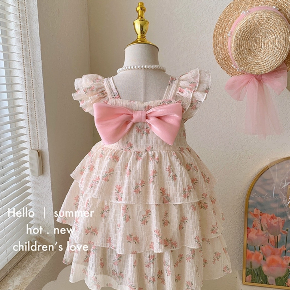 Váy xinh cho bé gái.Nơ 3 Tầng Công Chúa Cho Bé gái từ 8 đến 19ki