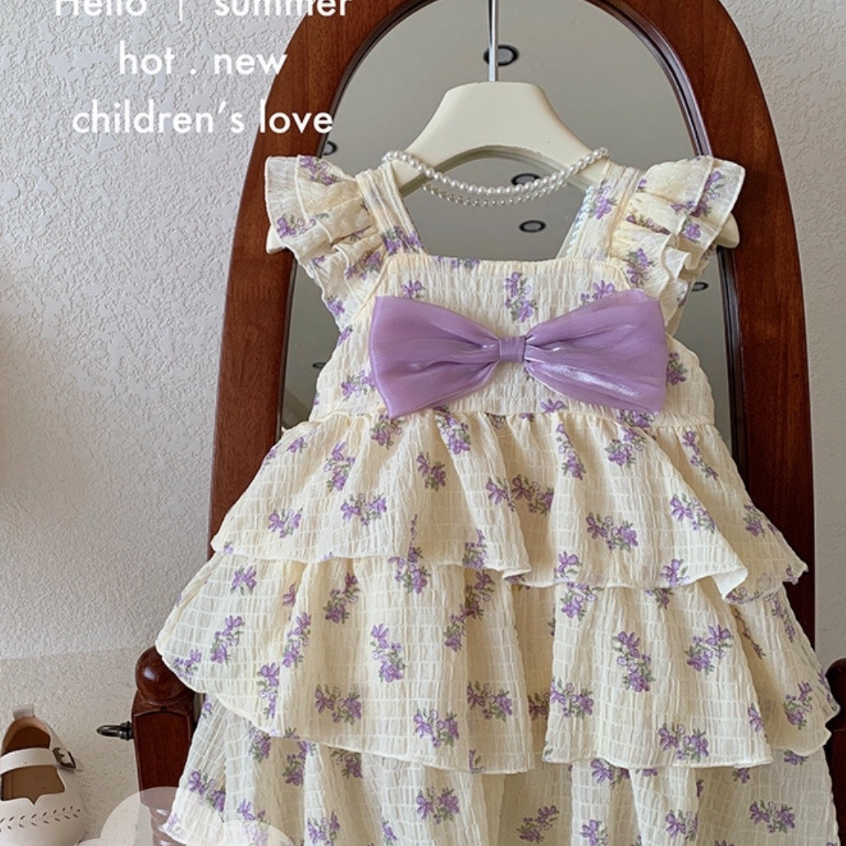 Váy xinh cho bé gái.Nơ 3 Tầng Công Chúa Cho Bé gái từ 8 đến 19ki