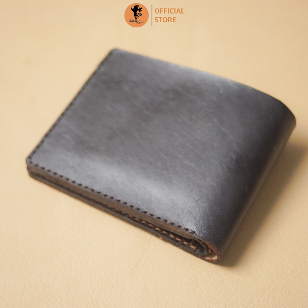 Ví nam Nữ Da Bò Italia Vegtan RAM Leather Khắc Trống Đồng Việt Nam Đen Tuyền