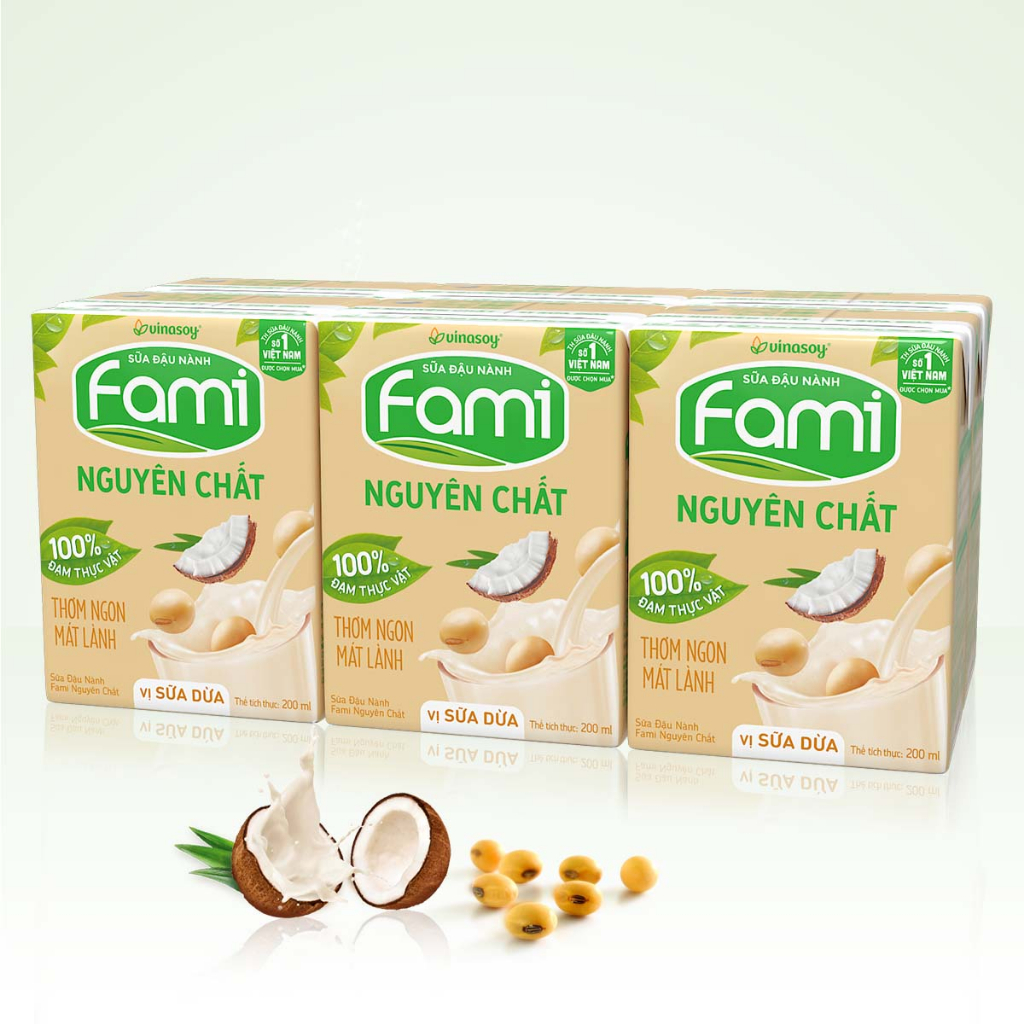 Thùng sữa đậu nành Fami Nguyên Chất vị Sữa dừa (36 hộp x 200ml)