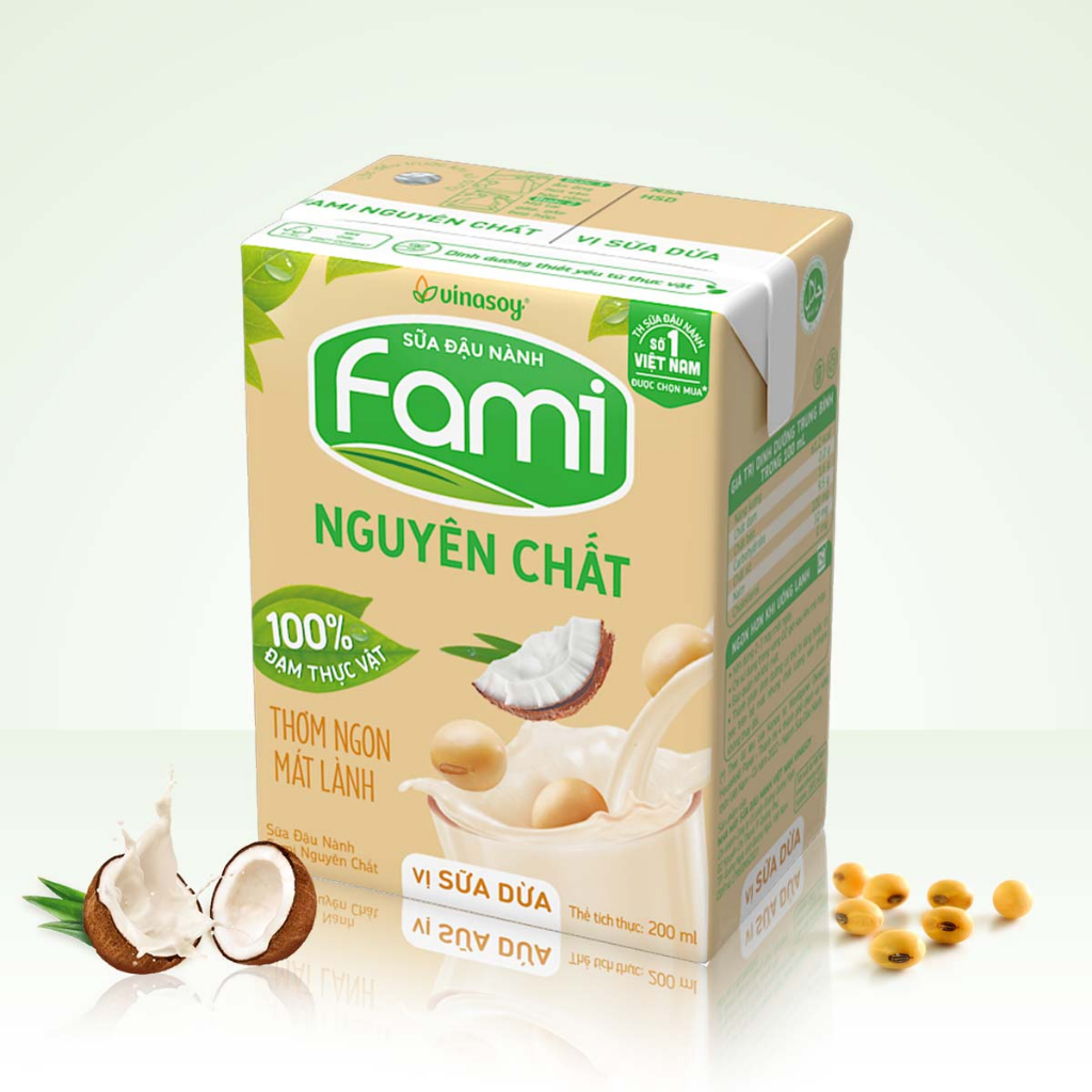 Thùng sữa đậu nành Fami Nguyên Chất vị Sữa dừa (36 hộp x 200ml)