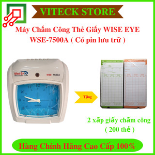 Máy Chấm Công Thẻ Giấy WISEEYE WSE-7500A ( Có pin dự phòng ) - Tặng 2 xấp Giấy Chấm Công