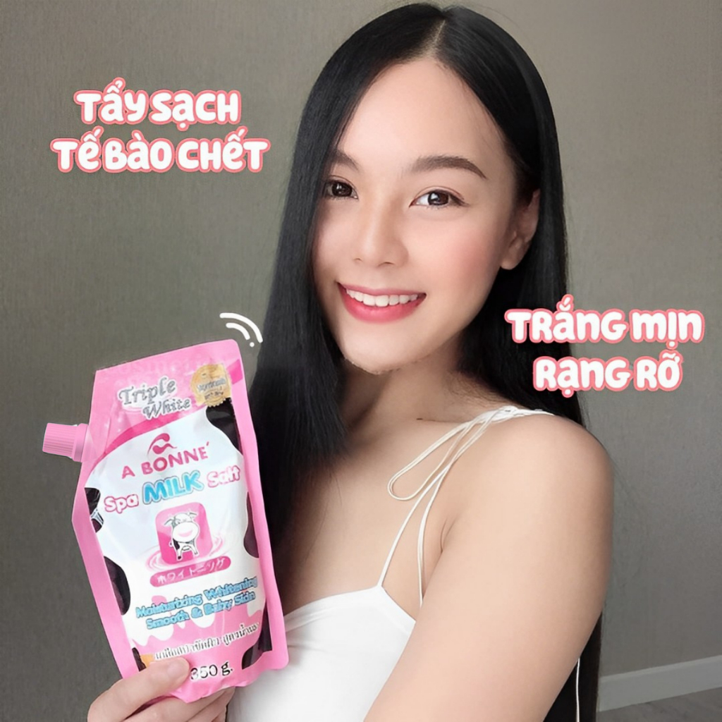 Muối Tắm Sữa Bò - Tẩy Tế Bào Da Chết Body Cơ Thể A Bonne Trắng Sáng Mềm Da Dưỡng Ẩm Spa Milk Salt Thái Lan 350gr