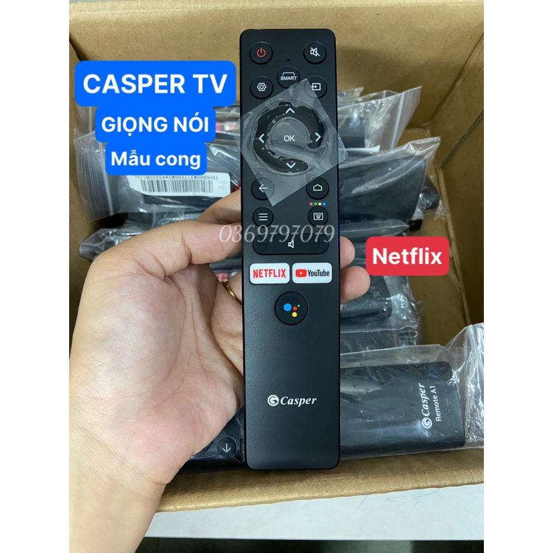 REMOTE ĐIỀU KHIỂN TV CASPER GIỌNG NÓI mẫu cong Netflix - CAM KẾT HÀNG MỚI 100%