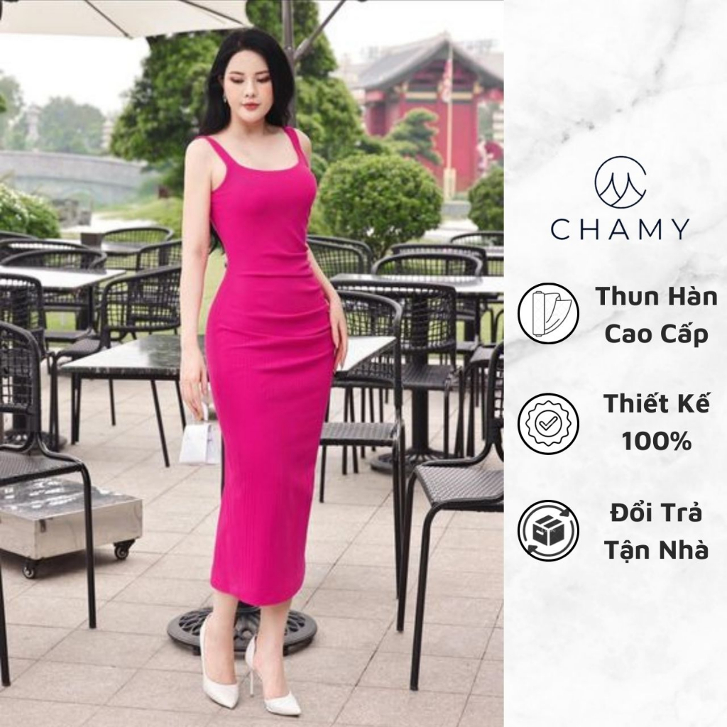 Đầm Nữ 𝐂𝐇𝐀𝐌𝐘 Severles Dáng Ôm Body Quyến Rũ Phối Màu Nổi Bật Chất Thun Hàn Cao Cấp