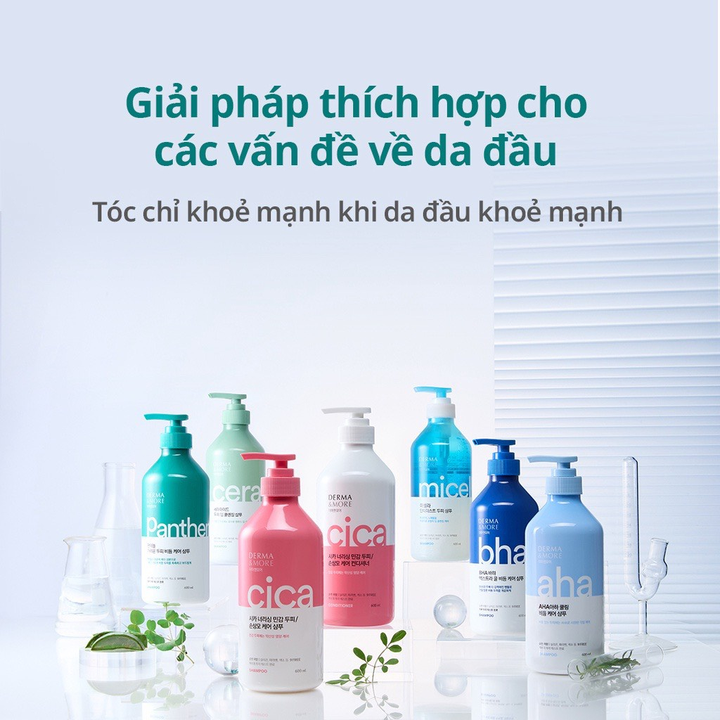 Dầu gội làm sạch sâu cho da đầu dầu giảm bết Derma & More CERAMIDE cấp ẩm, phục hồi tóc hư tổn 600ml Daily Beauty