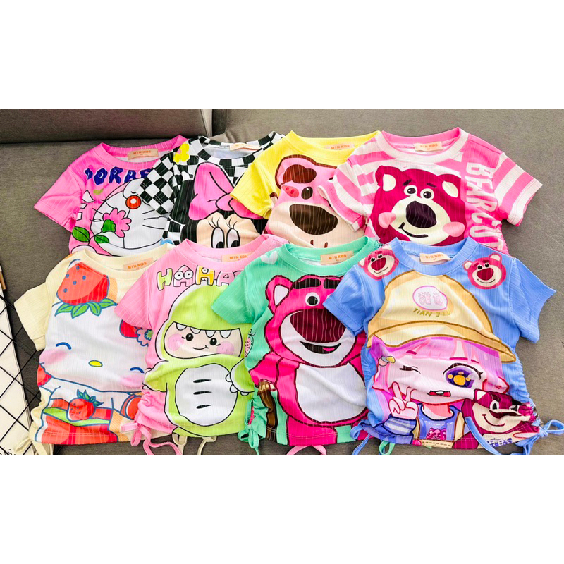 Bộ mặc nhà bé gái 3d thun gân ngắn tay dài tay size nhí đại từ 10 đến 40 kg