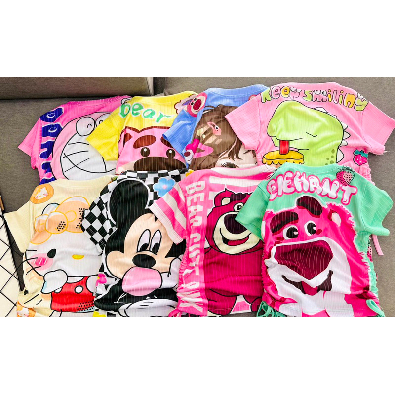 Bộ mặc nhà bé gái 3d thun gân ngắn tay dài tay size nhí đại từ 10 đến 40 kg