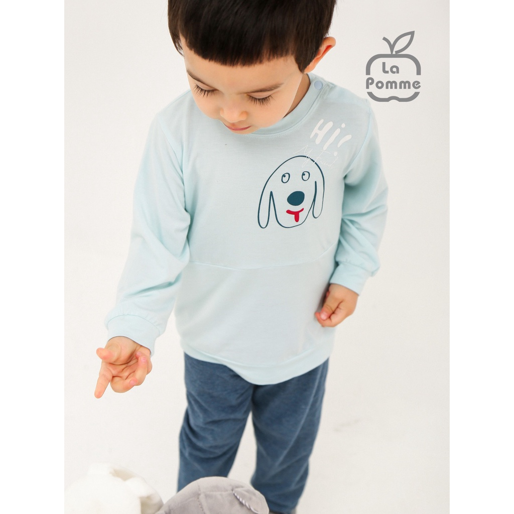 Bộ quần áo dài tay trơn màu cho bé trai, bé gái LA POMME SL238