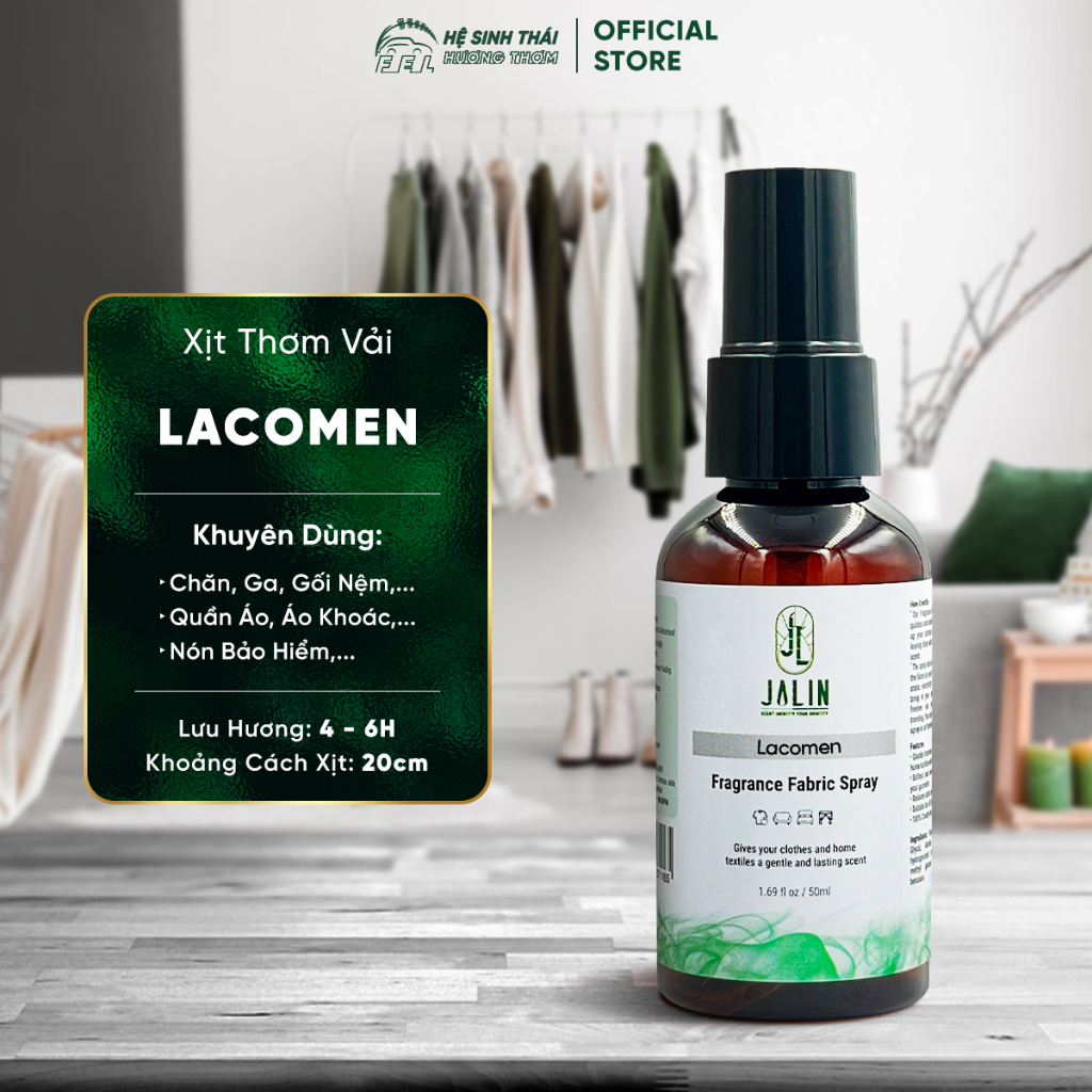 Tinh Dầu Xịt Thơm Vải Jalin Lacomen (Hương Cam Chanh & Xạ Hương) - 50ml