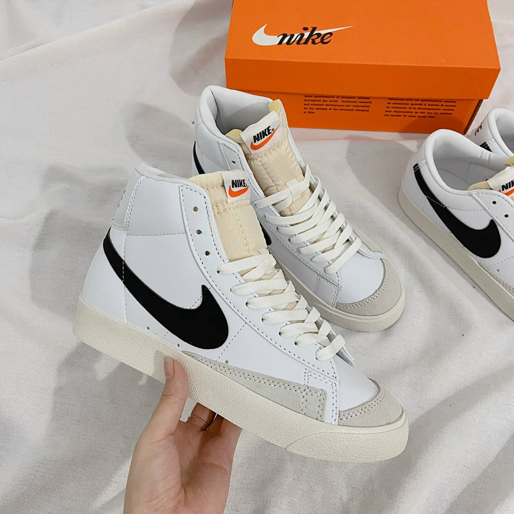 Giày Sneaker AF1 Blazer CỔ CAO Mid 77 Vintage White Black (Cao Cổ) (thấp cổ) bản cao cấp chất liệu sịn full phụ kiện