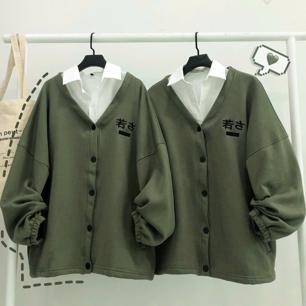 Áo khoác nỉ bông cardigan thêu chữ CUBE forrm rộng nam nữ unisex ulzzang có 4 màu kèm ảnh thật mặc cặp đôi siêu xinh