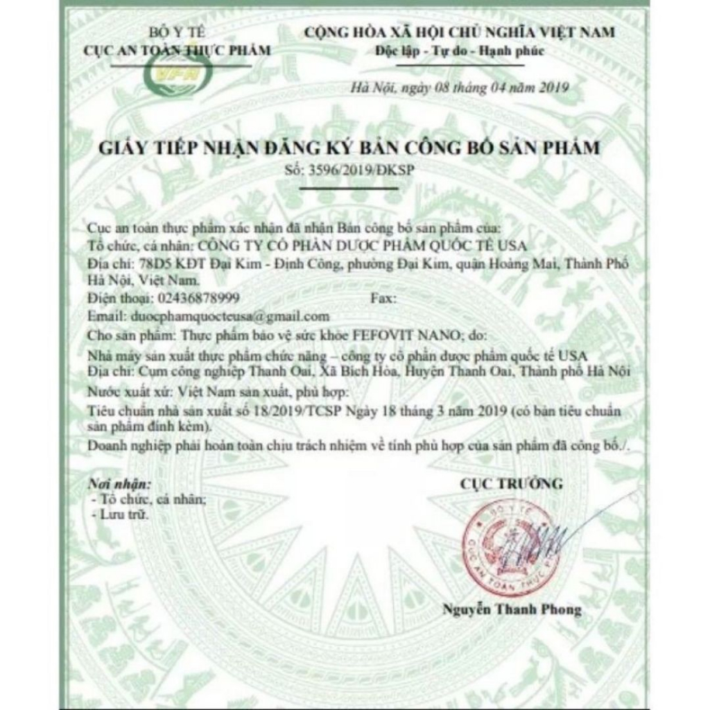 Viên Uống Chiết Xuất Từ Thực Vật FEFOVIT NANO Bổ Sung Sắt, Tăng Cường Lưu Thông Máu Cho Phụ Nữ Mang Thai - Hộp 100 viên