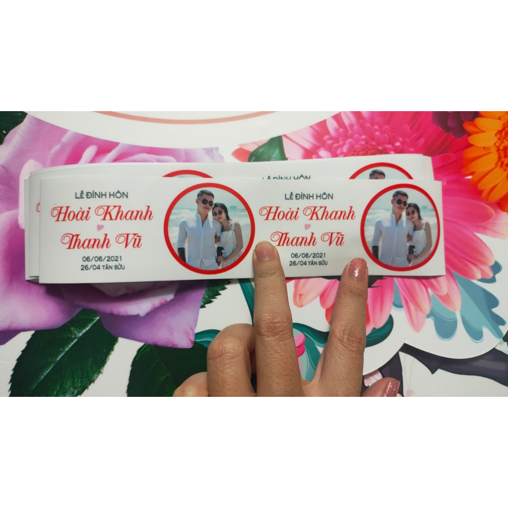 TEM DÁN CHAI NƯỚC SUỐI 355ml ĐÁM CƯỚI HỎI SINH NHẬT TIỆC PARTY HAFU HOUSE