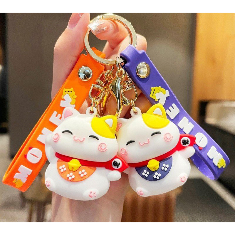 Móc khóa mèo thần tài vẫy tay siêu đáng yêu