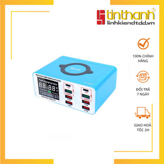Dock sạc 8 cổng 45w kèm sạc không dây ss-304s