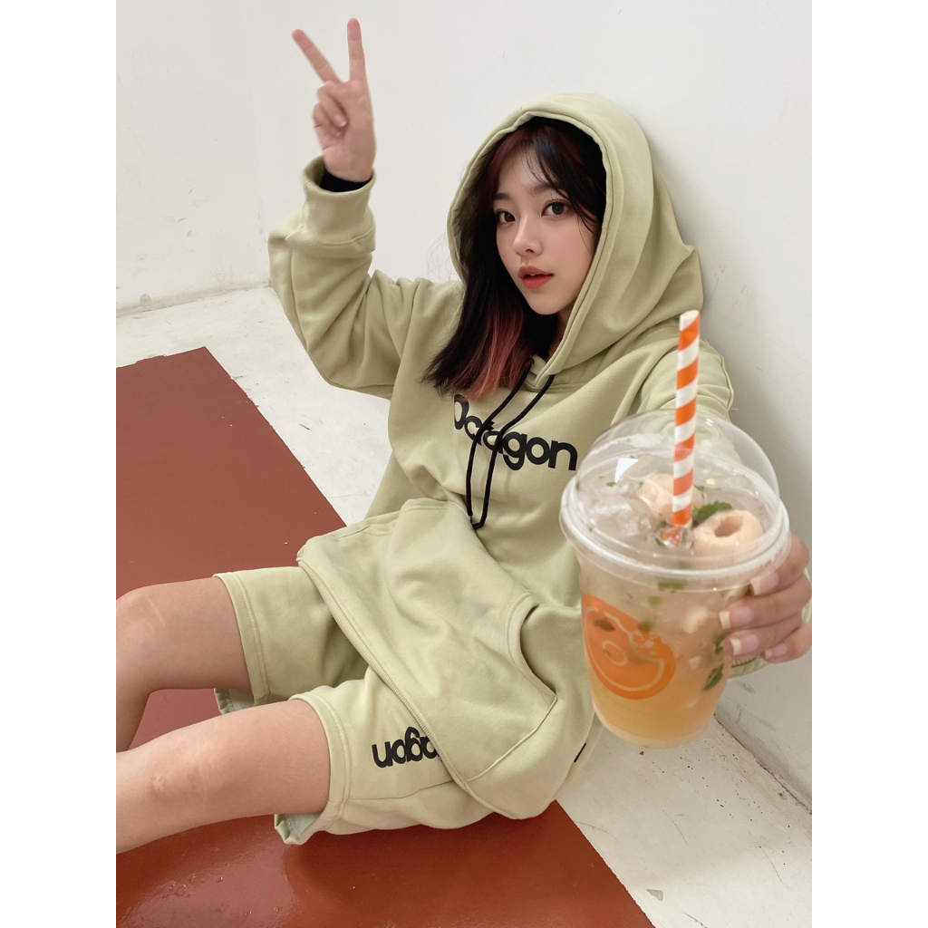 Áo Hoodie Nỉ Bông OCTAGON ESSENTIAL Màu Xanh Đậu Form Rộng