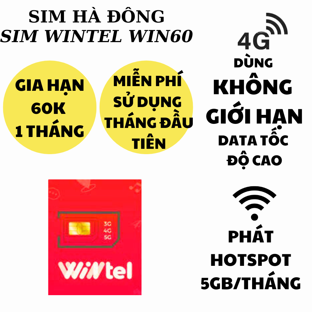 SIM 4G WINTEL WIN60/WIN89 4G VINAPHONE - TỶ GB DATA TỐC ĐỘ CAO KHÔNG GIỚI HẠN DUNG LƯỢNG