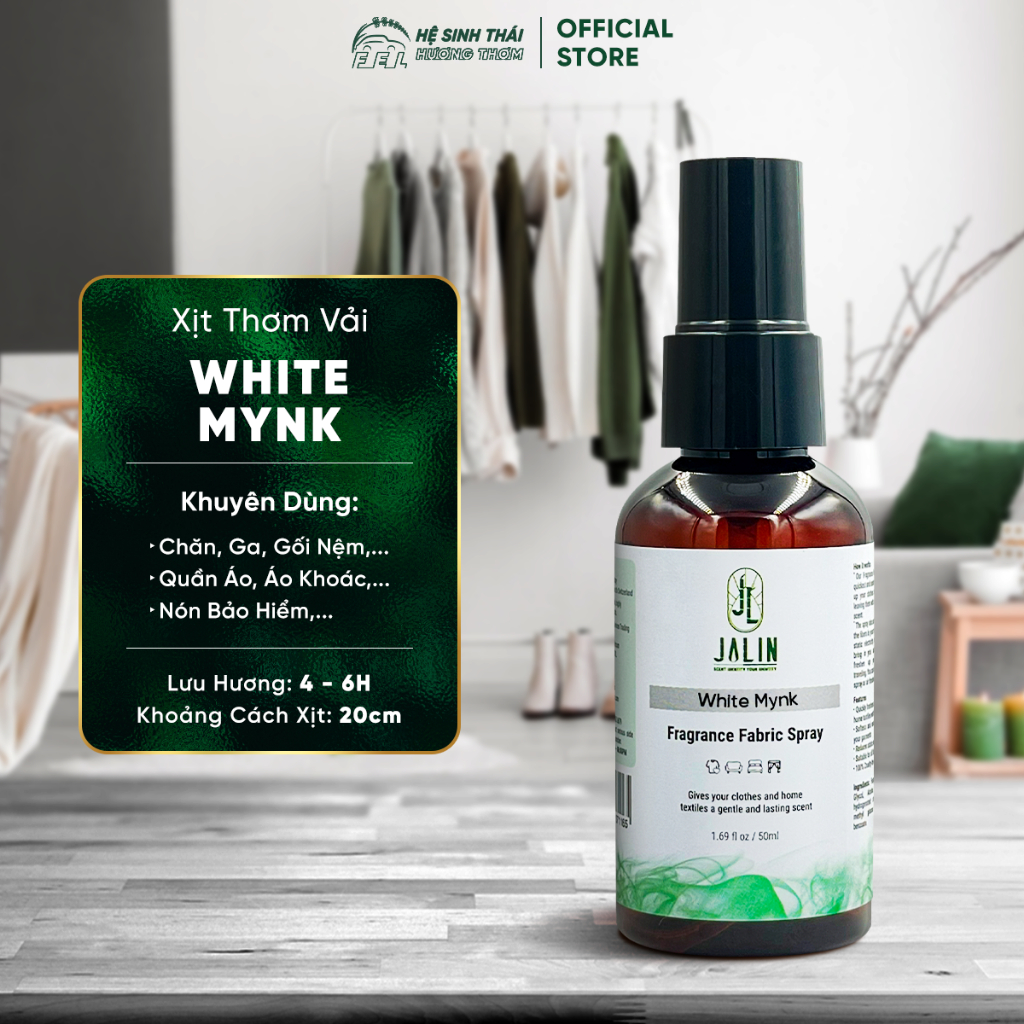 Tinh Dầu Xịt Thơm Vải Jalin White Mynk (Hương Gỗ Thông) - 50ml