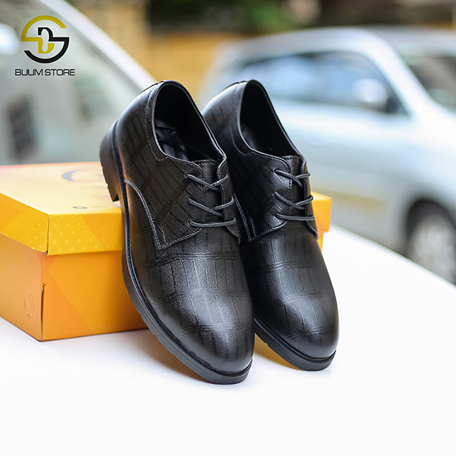 Giày da nam BS07 Derby buộc dây kiểu giày tây công sở, Derby nam BS07 bằng da bò 100% nhập khẩu đế cao su tăng chiều cao