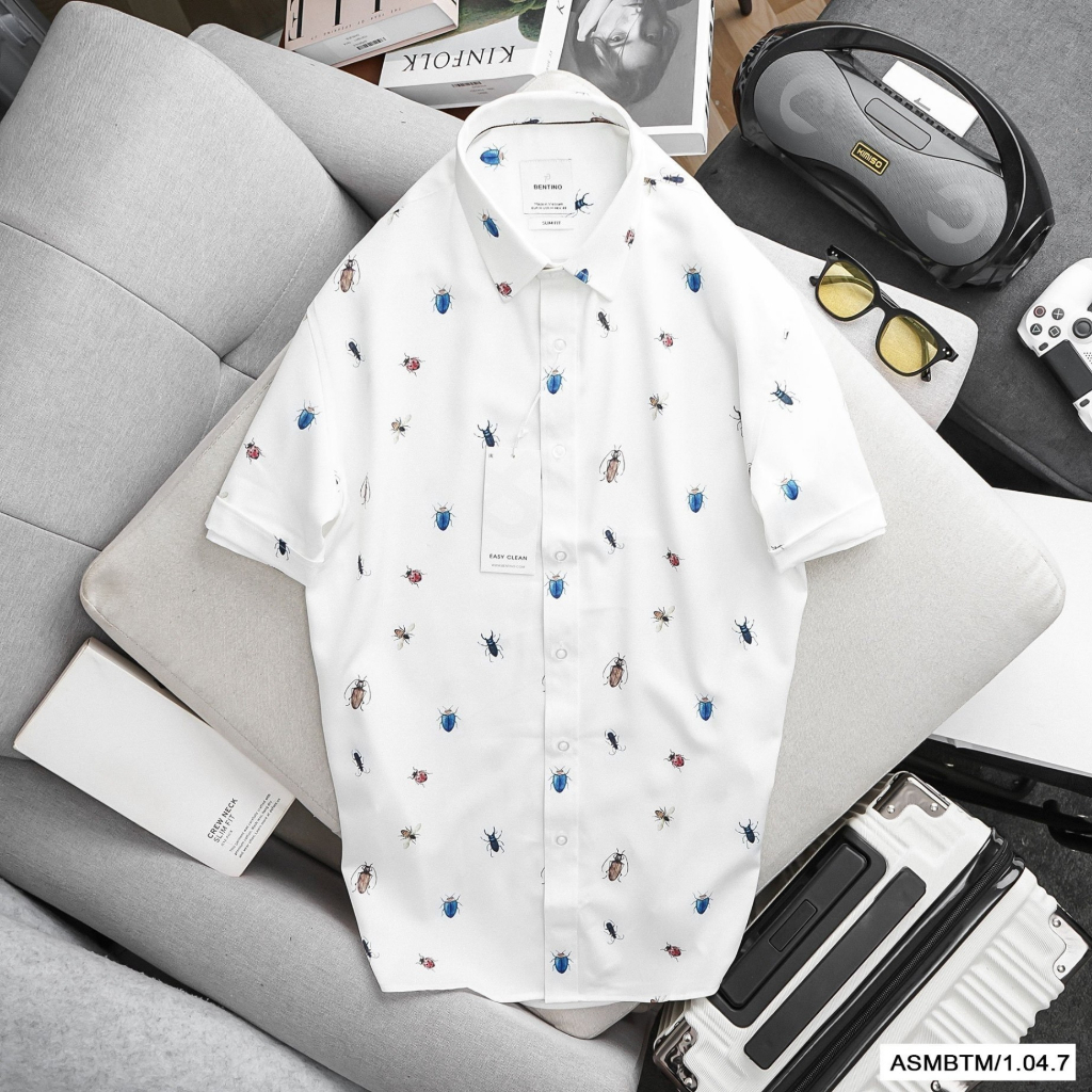 ÁO SƠ MI CỘC TAY BTM STUDIOS CHẤT COTTON IN HỌA TIẾT TRẺ TRUNG - MÃ 04.5