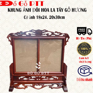 Khung ảnh thờ khung ảnh đôi khung ảnh hoa la tây gỗ hương...