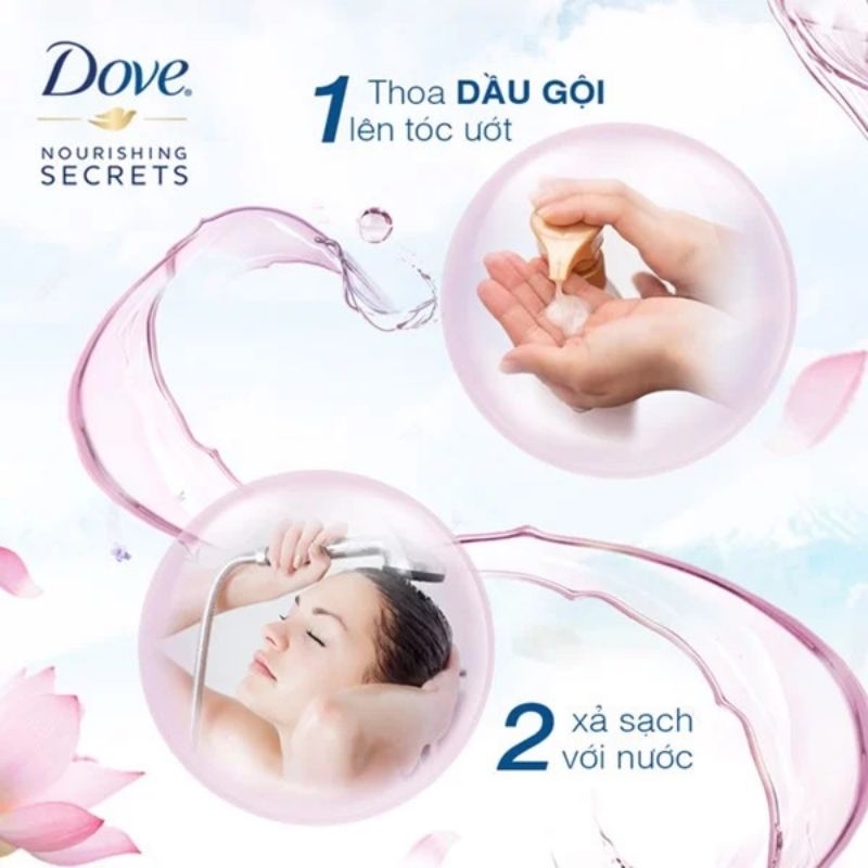 COMBO Kem xả + Dầu gội Dove hoa sen nhật óng mềm tự nhiên | Huyhangshop