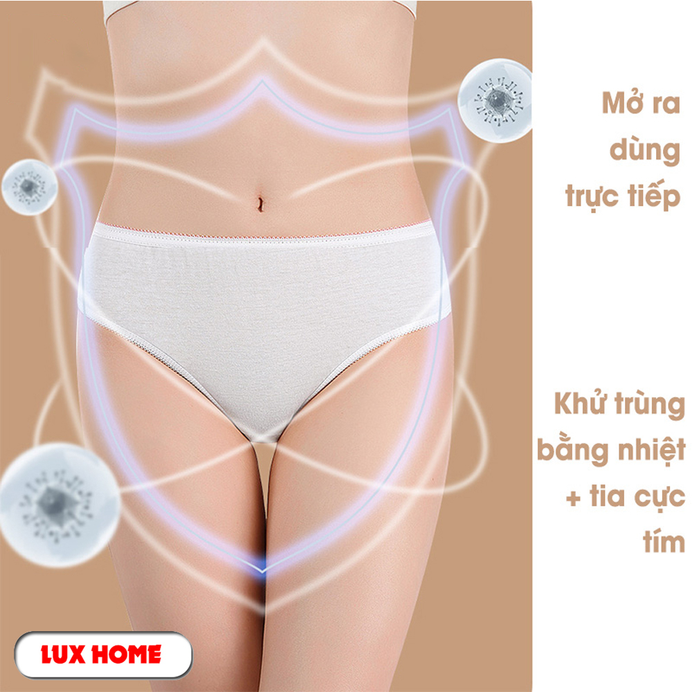 Quần lót dùng 1 lần set 5 túi, chất liện cotton, đáy quần 2 lớp, tiện lợi khi đi du lịch, mẹ bầu đi sinh