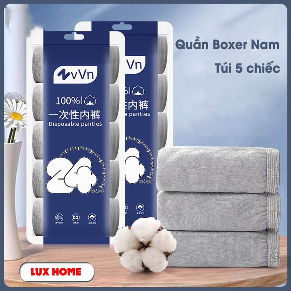 Quần lót dùng 1 lần set 5 túi, chất liện cotton, đáy quần 2 lớp, tiện lợi khi đi du lịch, mẹ bầu đi sinh