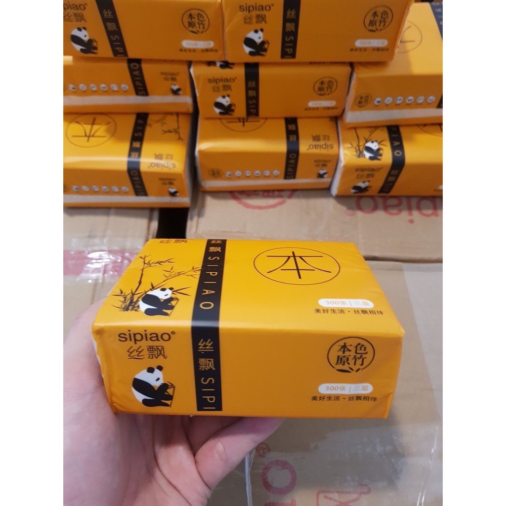 Giấy Ăn Gấu Trúc SIPIAO 6021/ Giấy Trúc  Khăn Giấy Rút Nội Địa Trung Thùng 30 Gói/300 Tờ Siêu Dai SP001813
