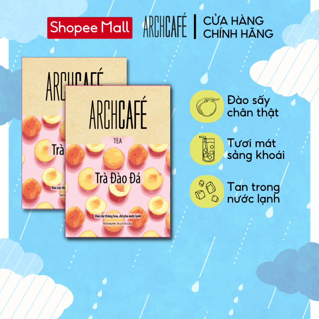 Combo 2 Trà Đào Đá - Trà trái cây hoà tan Archcafé (hộp 12 gói x 20g)
