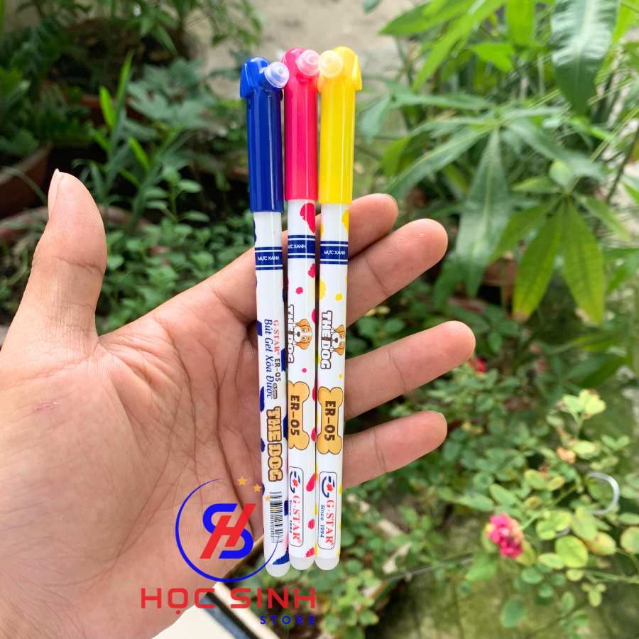 Hộp 12 Cây Bút Gel Xóa Được G-star ER05 0.5mm (Xanh,Tím) 2 Đầu Tẩy - Học Sinh Store