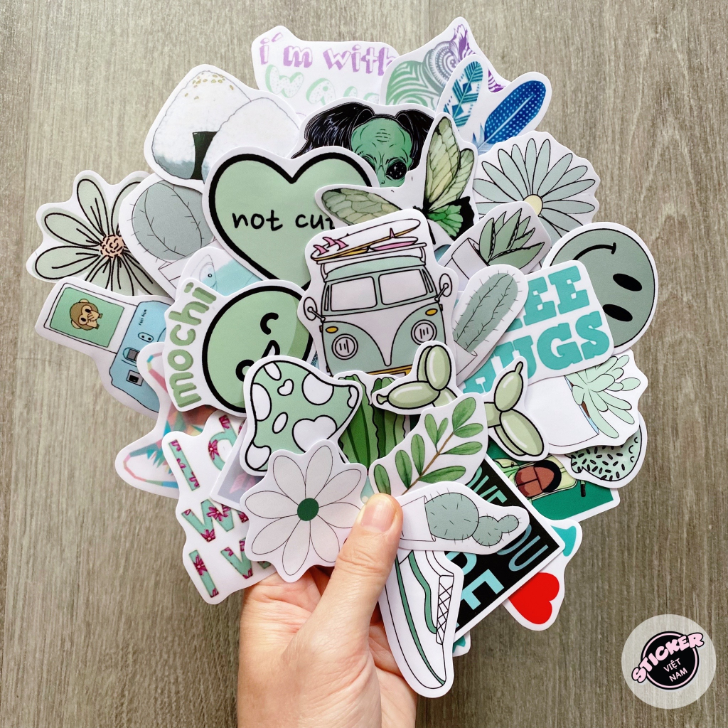 Sticker XANH BẠC HÀ - MINT chống nước trang trí Xe, Laptop, Nón Bảo Hiểm, tem dán đàn Guitar