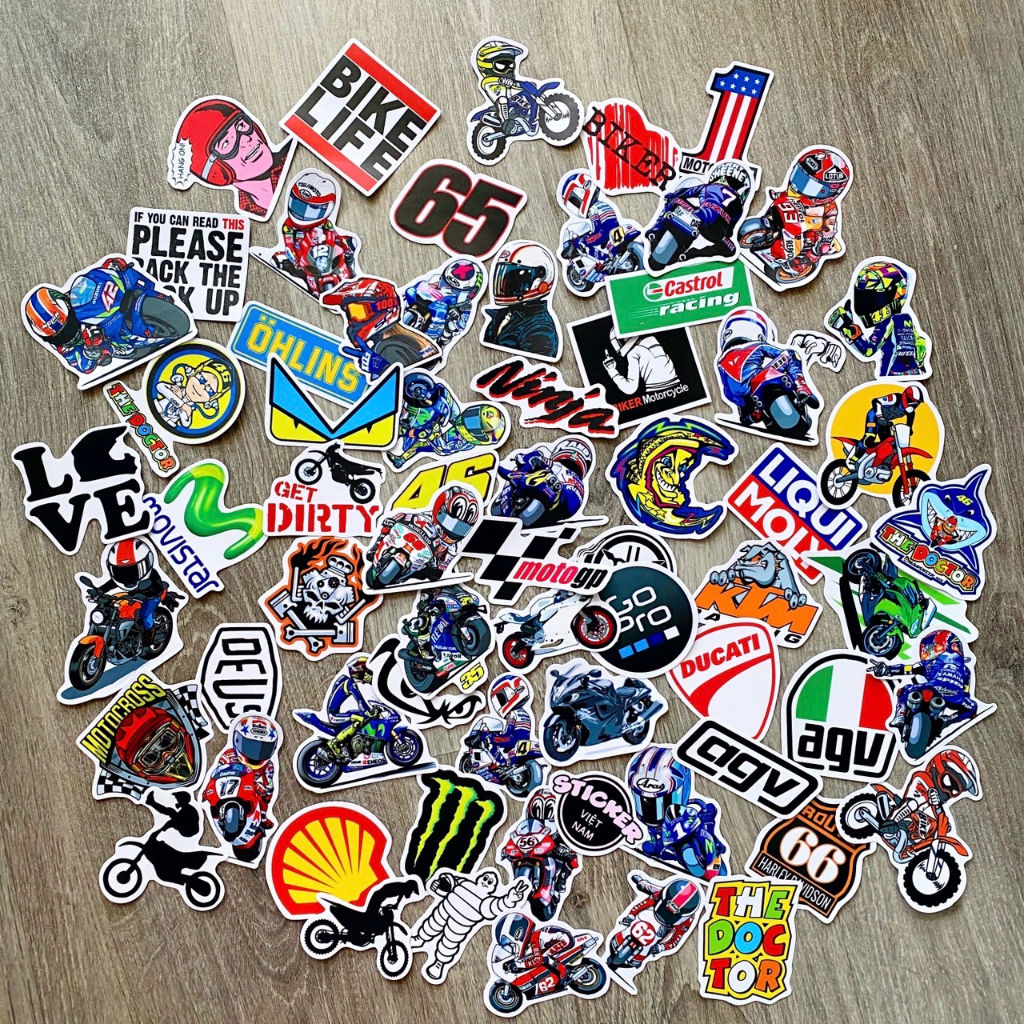 Sticker MOTOR Chống Nước dán Xe, Laptop, Nón Bảo Hiểm, Vali, Đàn Guitar, Máy Tính